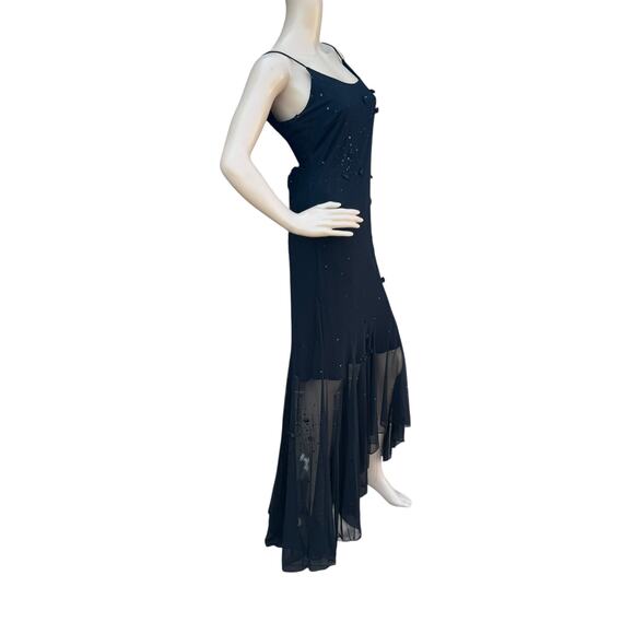 Cache Black Embellished Maxi Dress, Size S, Spaghetti Strap Formal Gown - Picture 6 of 9
